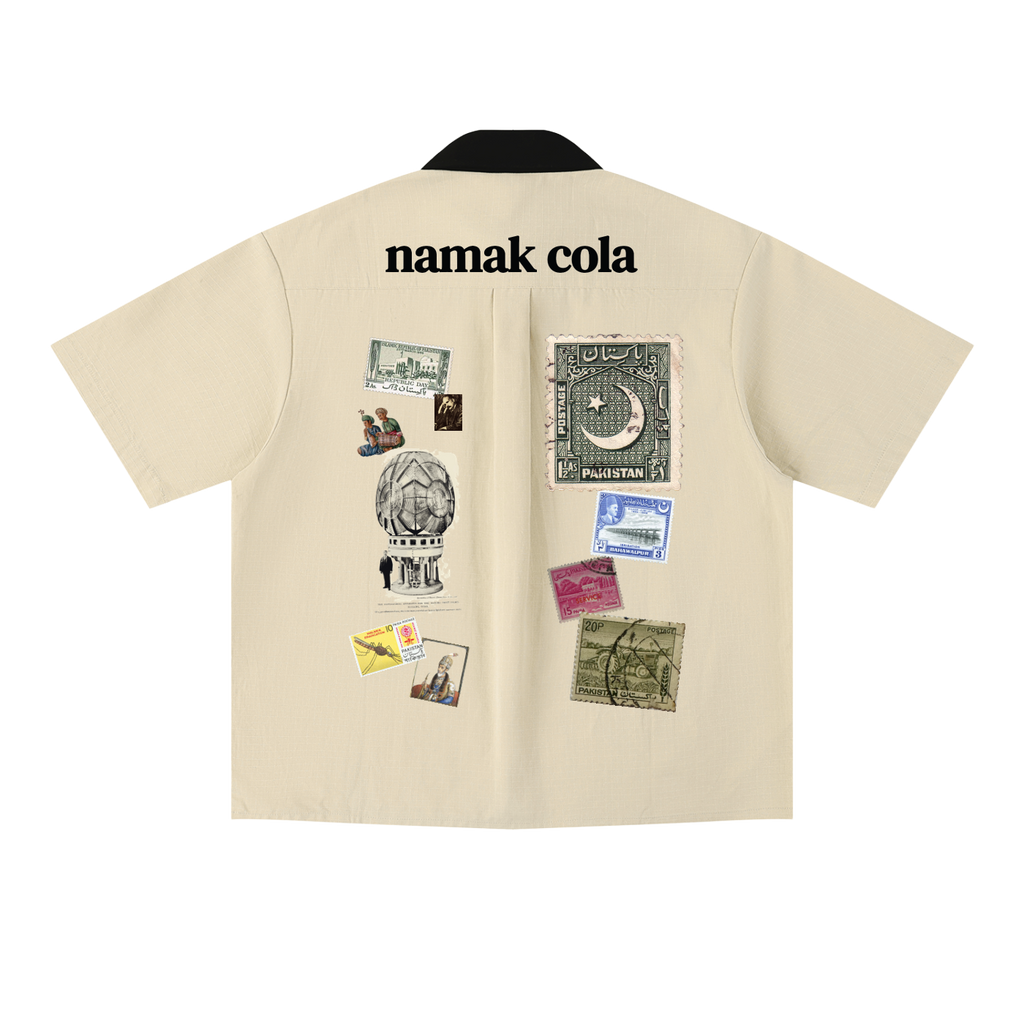 “Mahur” Block Short Sleeve Shirt (Cream)