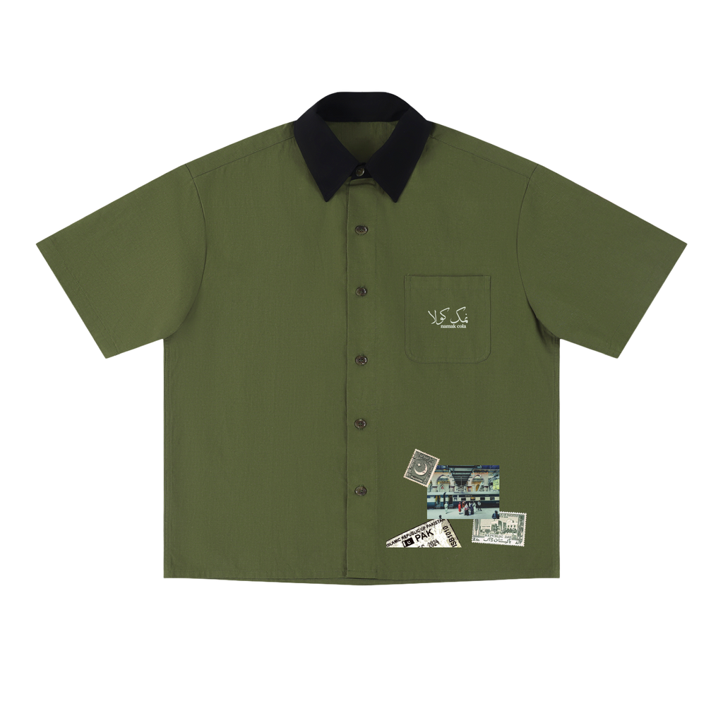 “Mahur” Block Short Sleeve Shirt (Green)