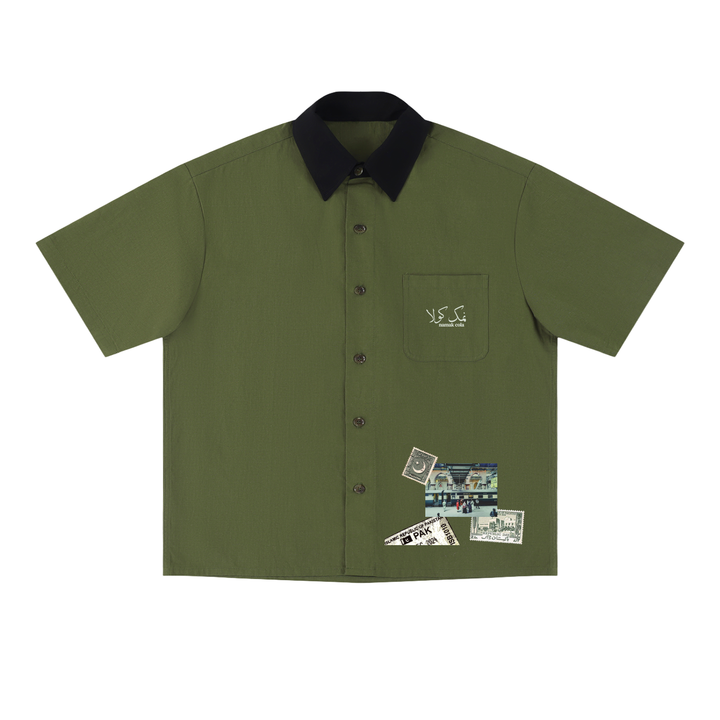 “Mahar” Block Short Sleeve Shirt (Green)