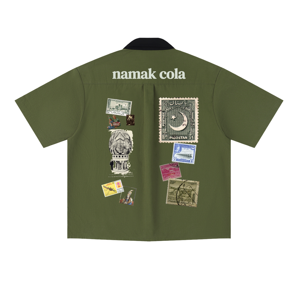 “Mahur” Block Short Sleeve Shirt (Green)